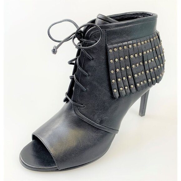 NIB Saint Laurent Paris open toe fringe booties Size 35.5 - Picture 2 of 11